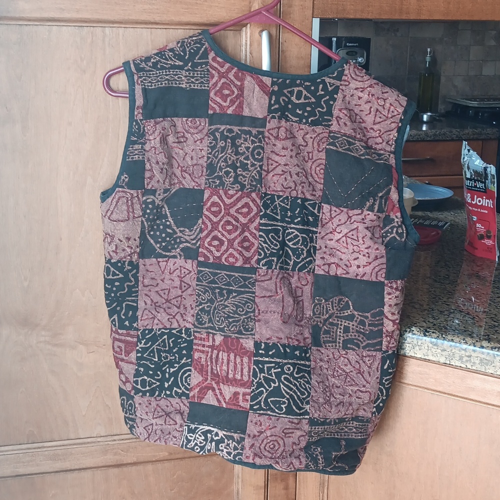 Patchwork Vest with Button Closure - Picture 2 of 4